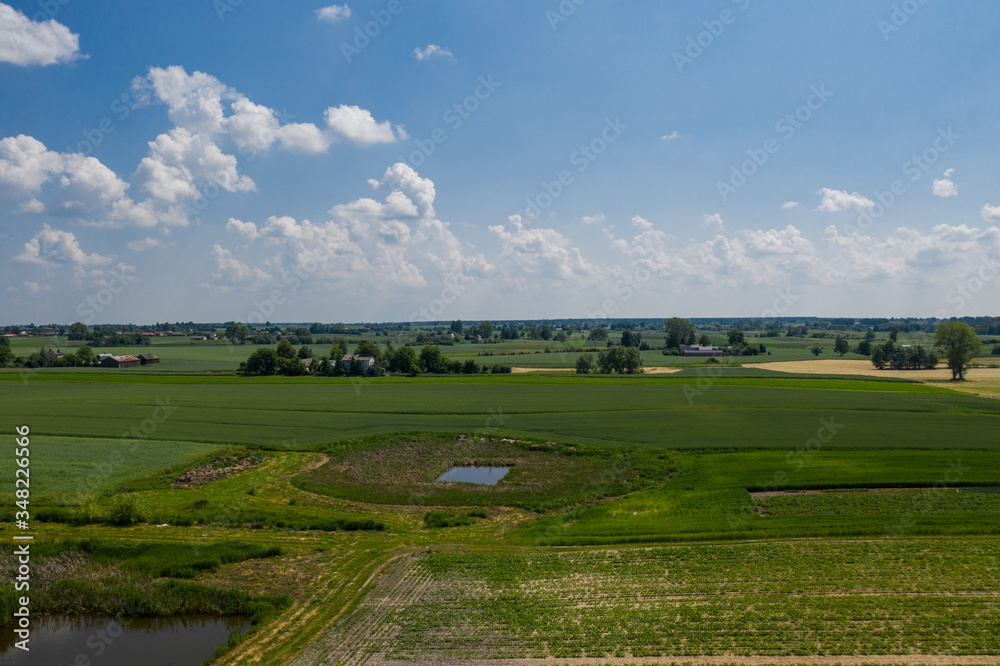 Spring at the polish fields. Drone action - above Polish spring fields Spring at the polish fields. Drone action - above Polish spring fields