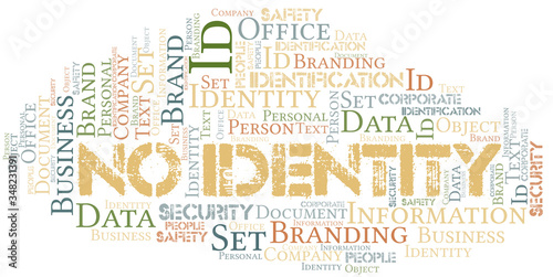 No Identity word cloud collage made with text only.