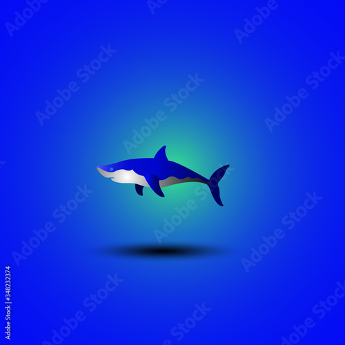 Great white shark logo sign emblem vector illustration on blue background
