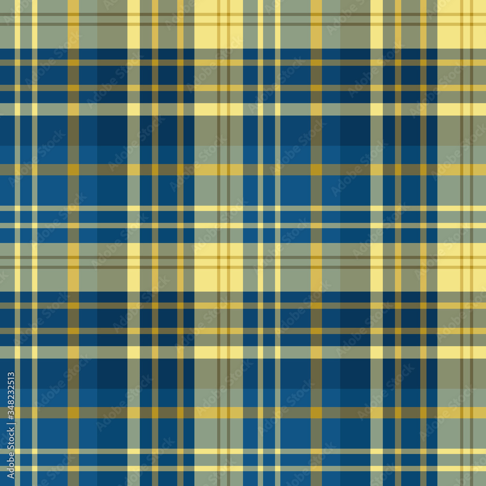 Seamless pattern in summer dark blue and yellow colors for plaid, fabric, textile, clothes, tablecloth and other things. Vector image.
