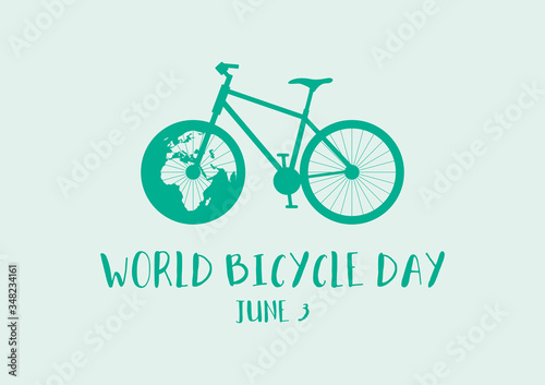 World Bicycle Day vector. Green bicycle icon vector. Bike silhouette isolated on a green background. Bicycle Day Poster, June 3. Important day