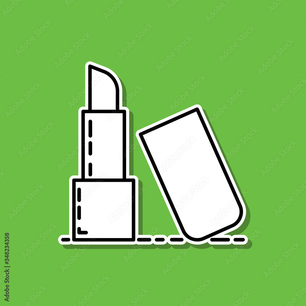 Lipstick sticker icon. Simple thin line, outline vector of beauty, make up, cosmetics icons for ui and ux, website or mobile application