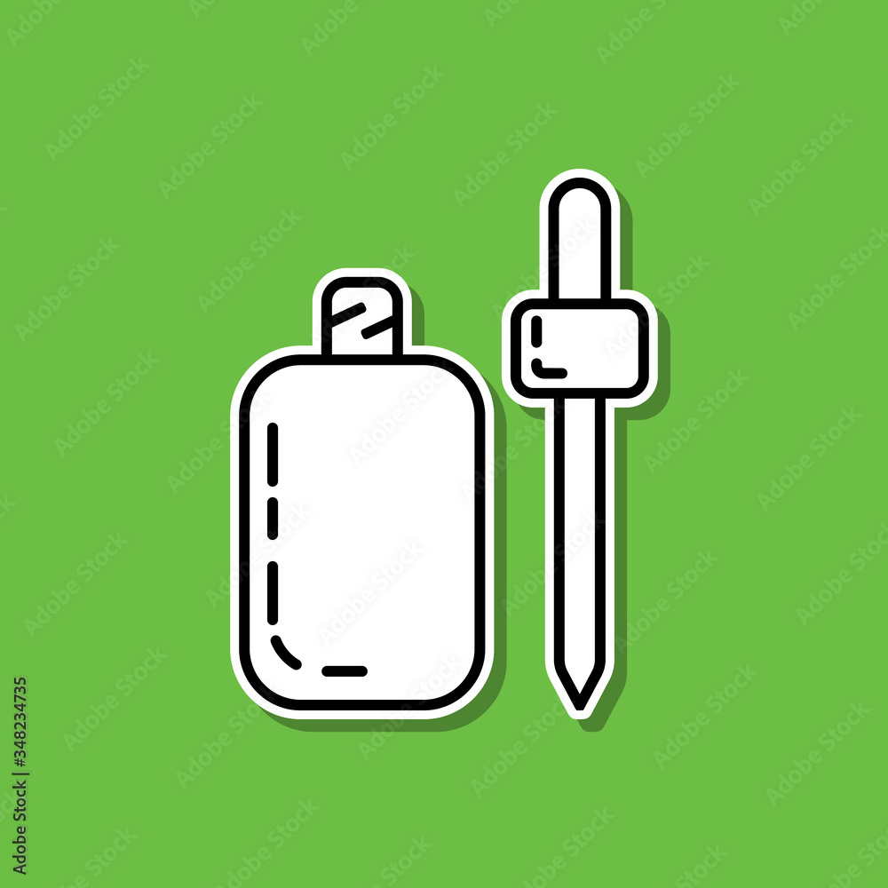 A bottle of body oil sticker icon. Simple thin line, outline vector of beauty, make up, cosmetics icons for ui and ux, website or mobile application A bottle of body oil sticker icon. Simple thin line, outline vector of beauty, make up, cosmetics icons for ui and ux, website or mobile application