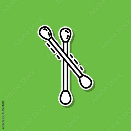 Eared sticks sticker icon. Simple thin line, outline vector of beauty, make up, cosmetics icons for ui and ux, website or mobile application