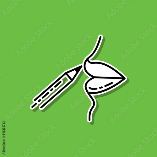 Lip pencil sticker icon. Simple thin line, outline vector of beauty, make up, cosmetics icons for ui and ux, website or mobile application