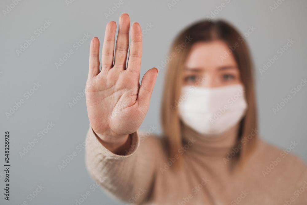Portrait of One Beautiful Girl in White Medical Mask Portrait of One Beautiful Girl in White Medical Mask