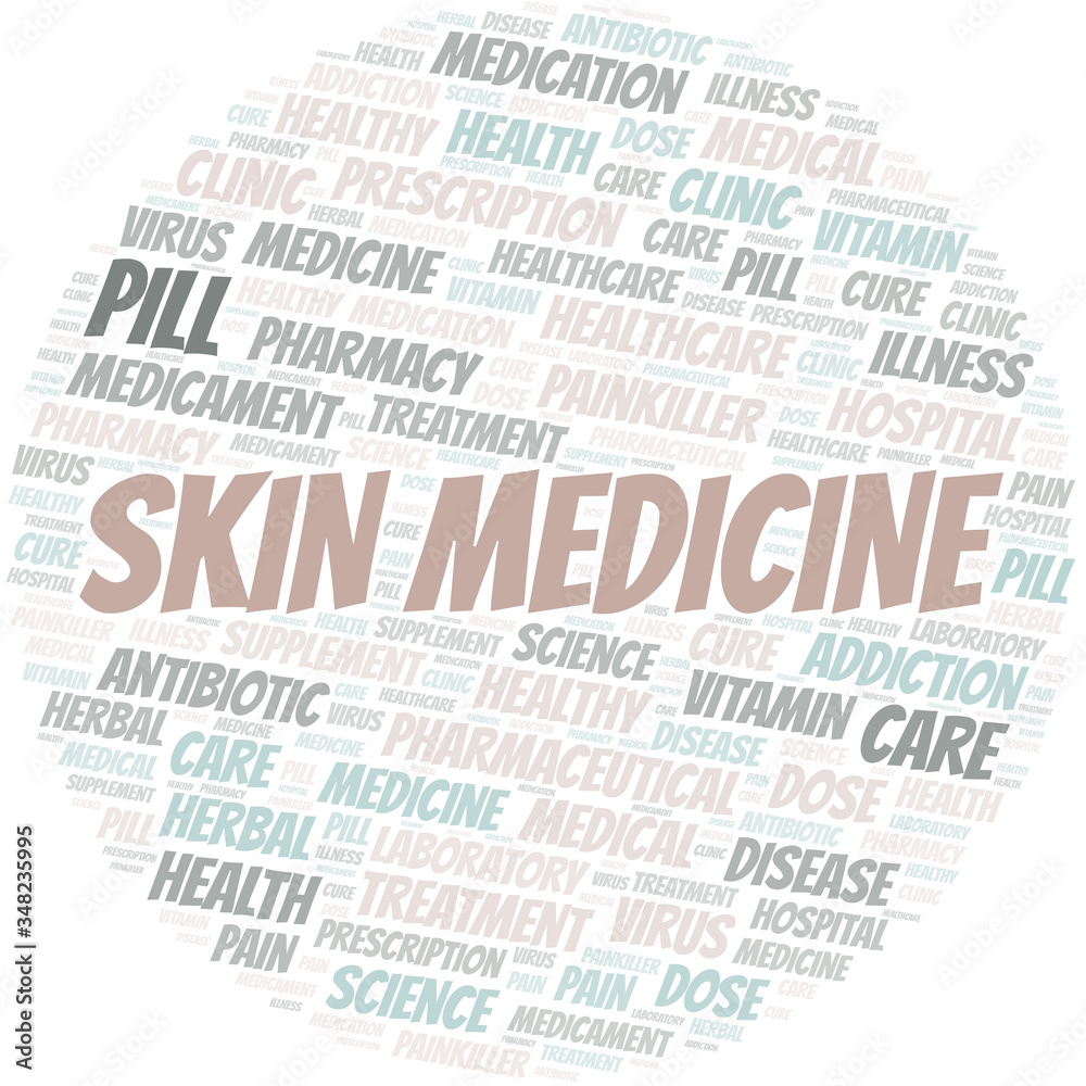 Skin Medicine word cloud collage made with text only.
