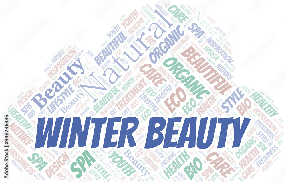 Obraz premium Winter Beauty word cloud collage made with text only.