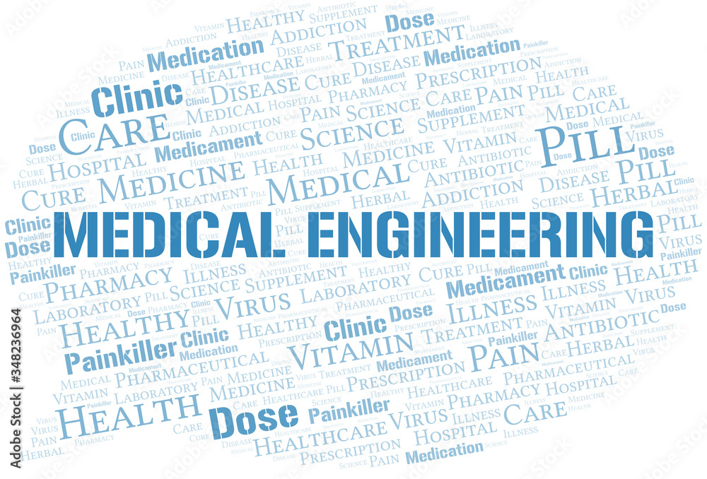 Medical Engineering word cloud collage made with text only.
