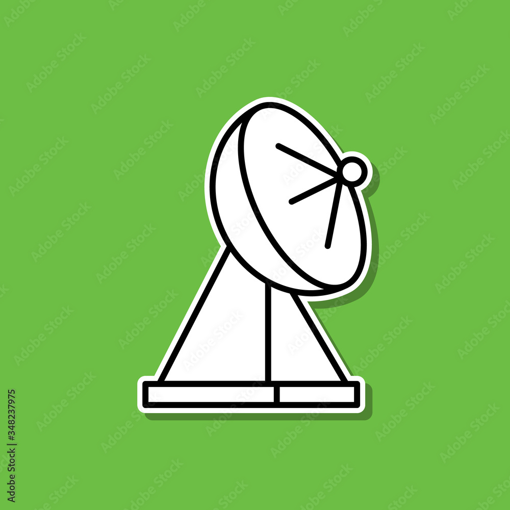 Satellite dish sticker icon. Simple thin line, outline vector of cartooning space icons for ui and ux, website or mobile application Satellite dish sticker icon. Simple thin line, outline vector of cartooning space icons for ui and ux, website or mobile application