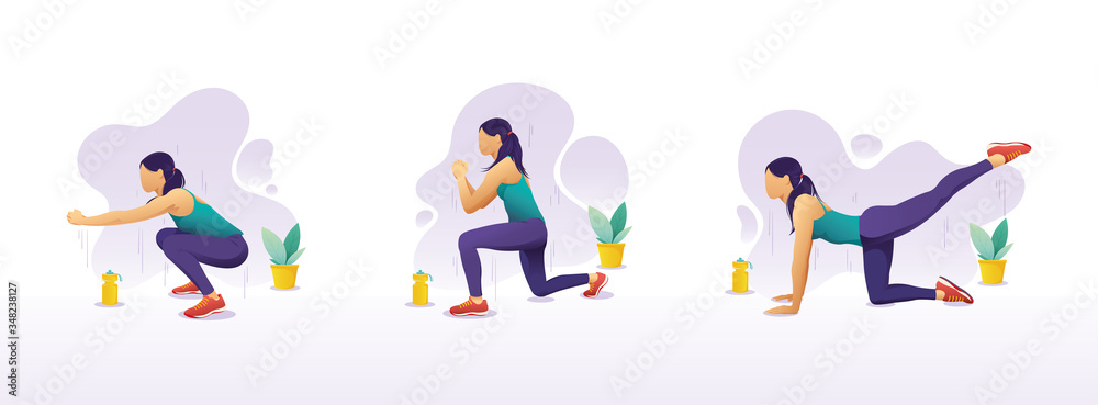 Mujer con estilo de vida saludable haciendo ejercicio para piernas en casa