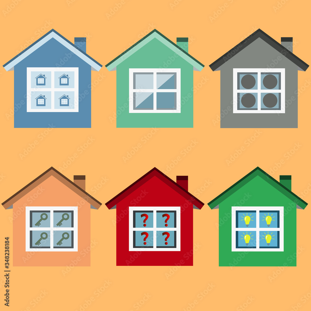 Set of houses for a business card. Set of houses for a business card.