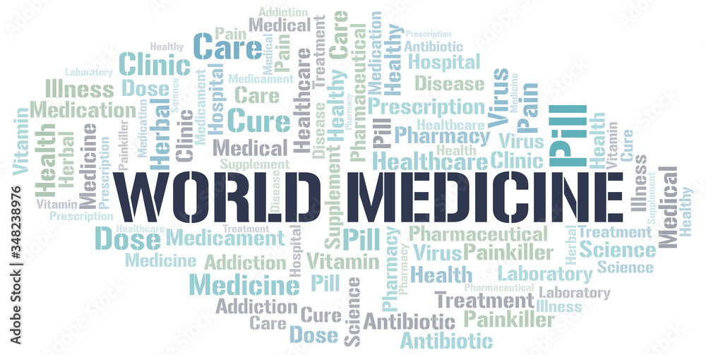 World Medicine word cloud collage made with text only.
