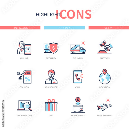 Shopping concept - line design style icons set