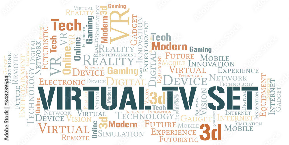 Fototapeta premium Virtual Tv Set word cloud collage made with text only.