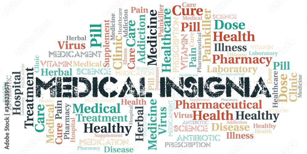 Medical Insignia word cloud collage made with text only.
