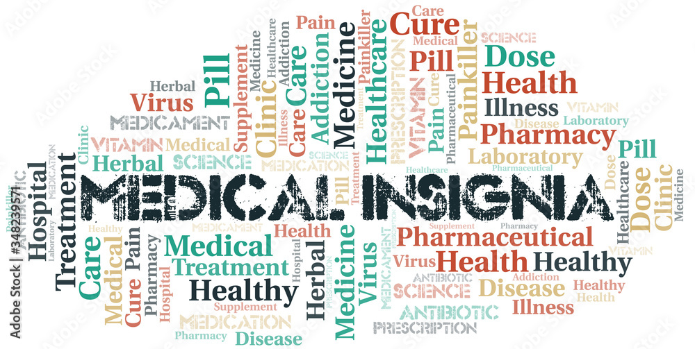 Fototapeta premium Medical Insignia word cloud collage made with text only.