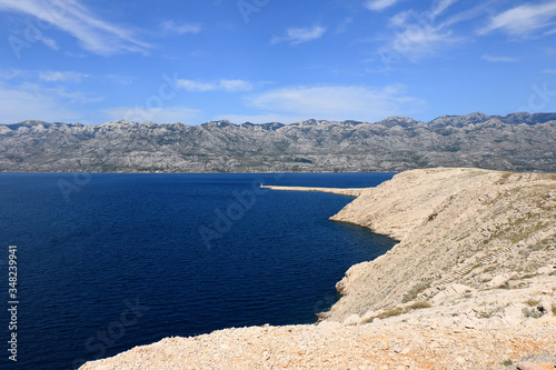 lovely view near the bridge to island Pag, Croatia photo