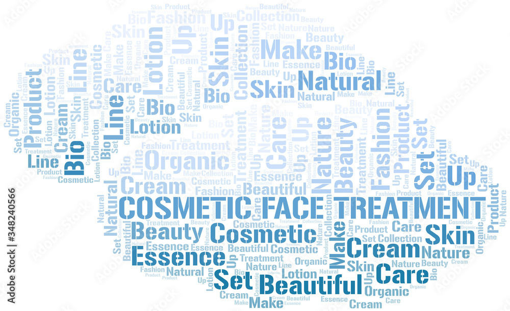 Cosmetic Face Treatment word cloud collage made with text only.
