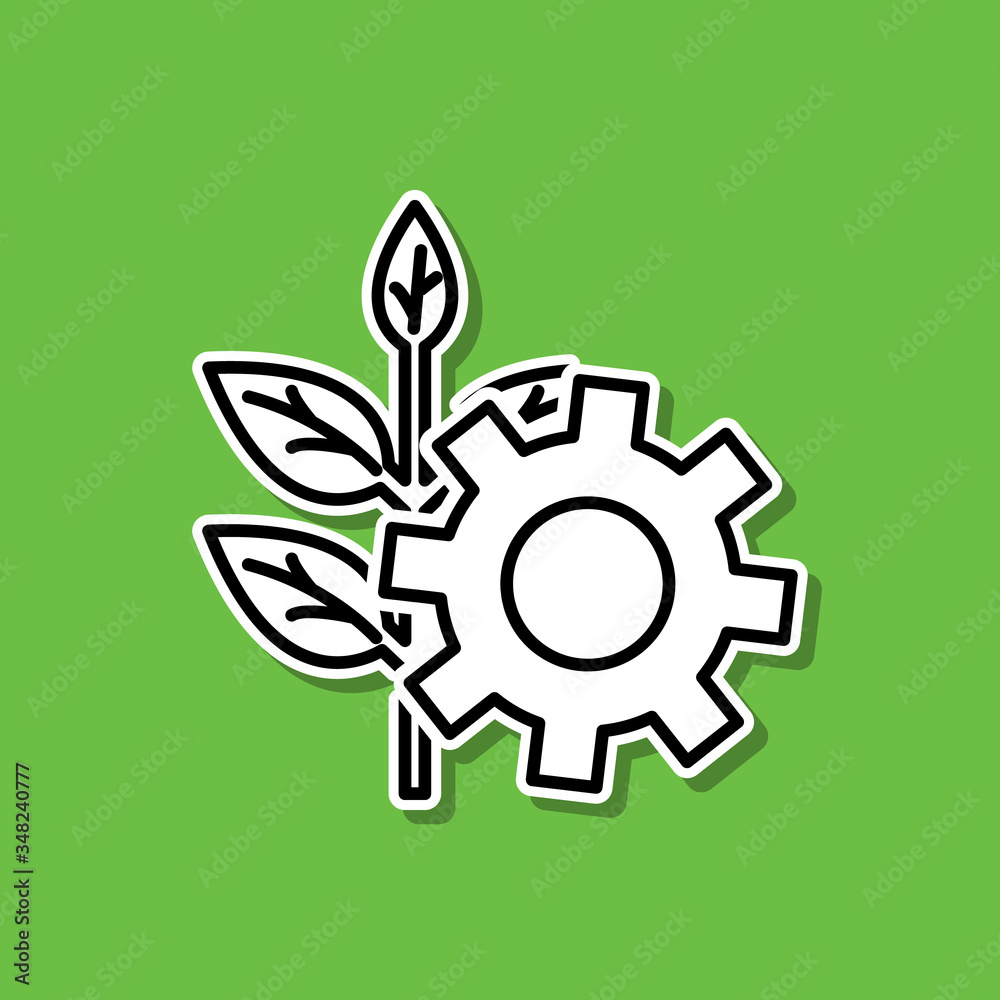 Green technology sticker icon. Simple thin line, outline vector of ecology icons for ui and ux, website or mobile application Green technology sticker icon. Simple thin line, outline vector of ecology icons for ui and ux, website or mobile application