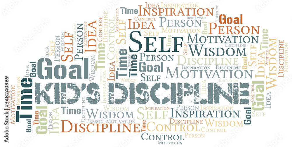 Fototapeta premium Kid's Discipline word cloud collage made with text only.
