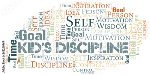 Kid's Discipline word cloud collage made with text only.