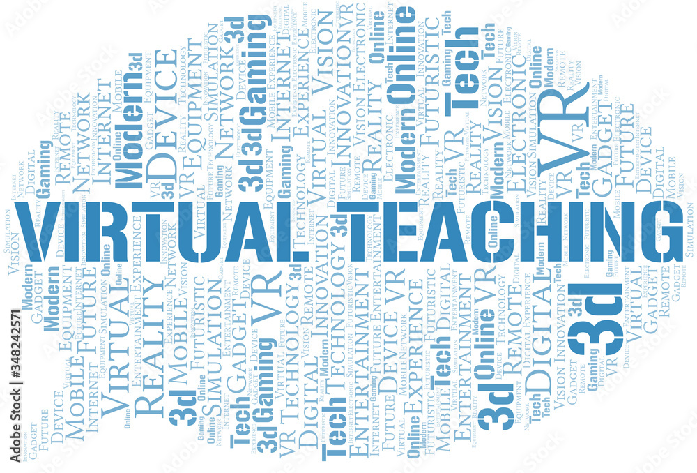 Obraz premium Virtual Teaching word cloud collage made with text only.