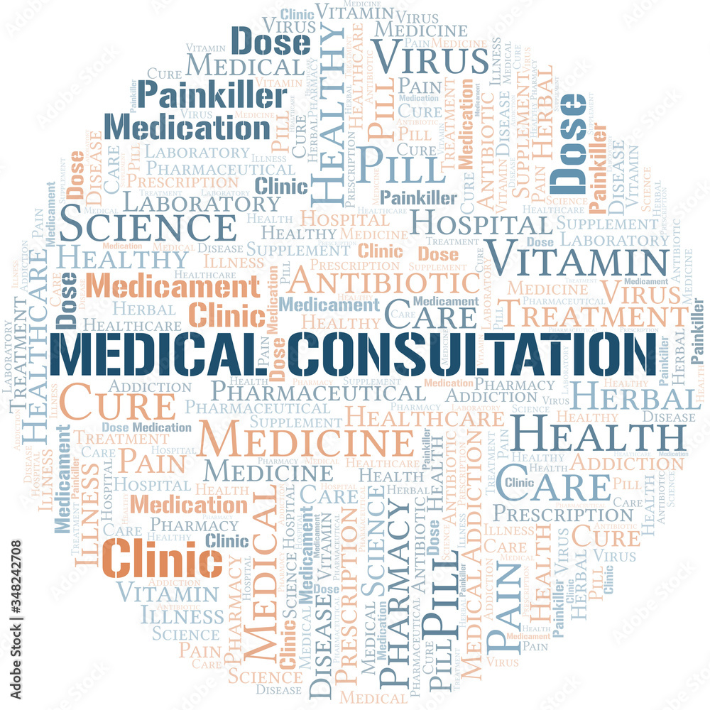 Medical Consultation word cloud collage made with text only.