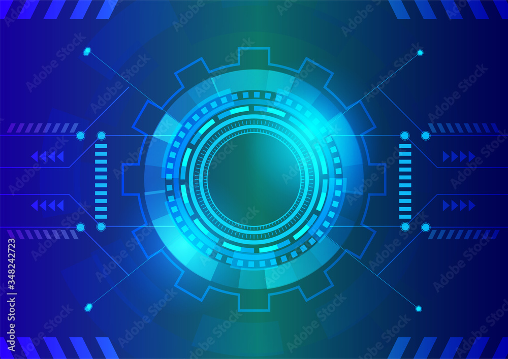 Tech circle and blue technology background.
