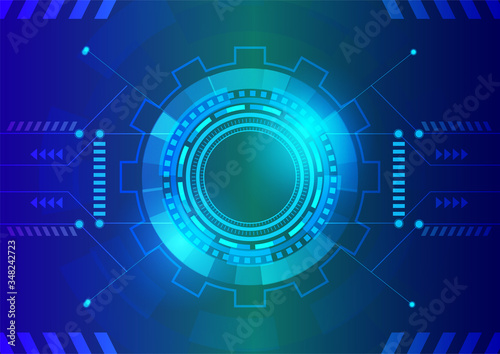 Tech circle and blue technology background.
