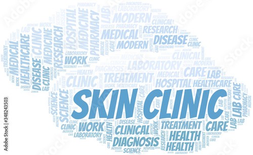 Skin Clinic word cloud collage made with text only.