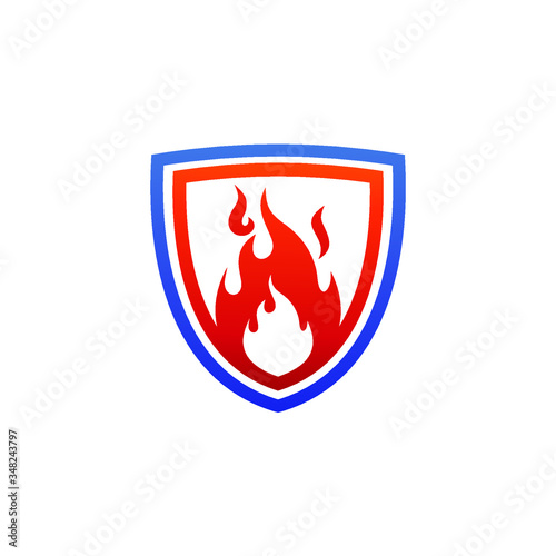 Fire and shield logo design