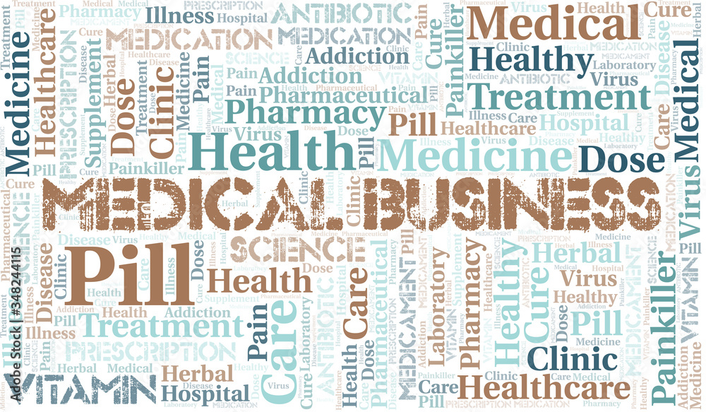 Medical Business word cloud collage made with text only.