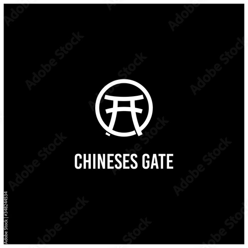 Chinese gate architecture graphic vector