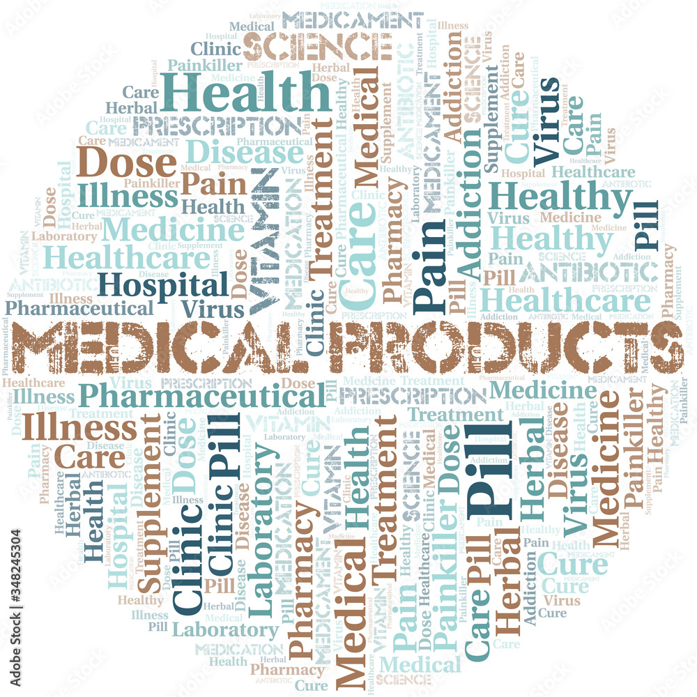 Obraz premium Medical Products word cloud collage made with text only.