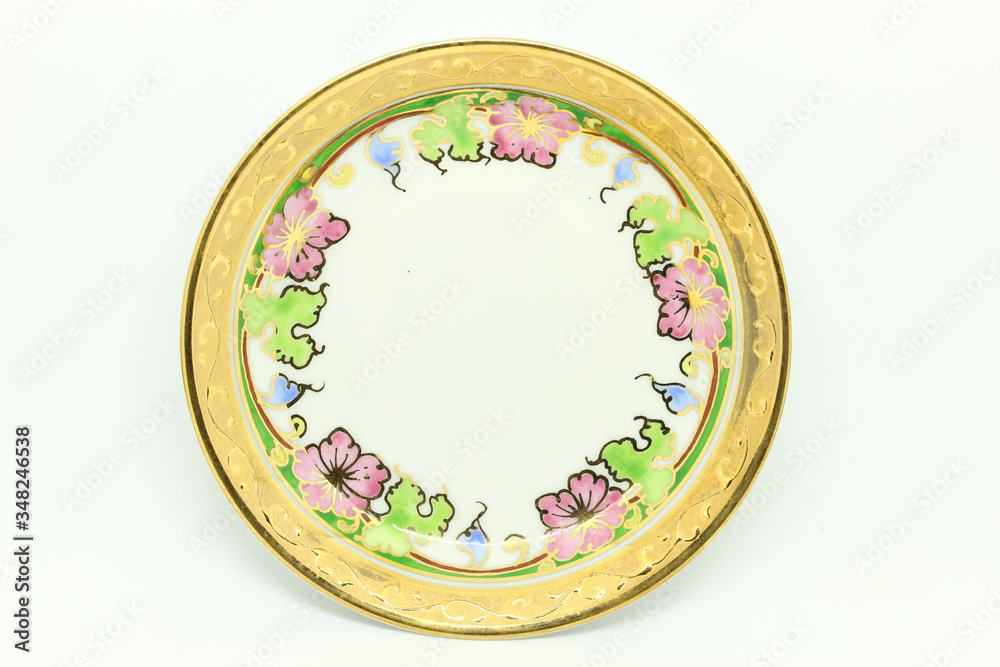 Benjarong Plate on white background, souvenir from Thailand. Benjarong Plate on white background, souvenir from Thailand.