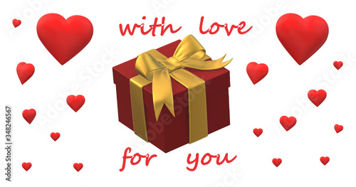 gift box with ribbon and heart for you