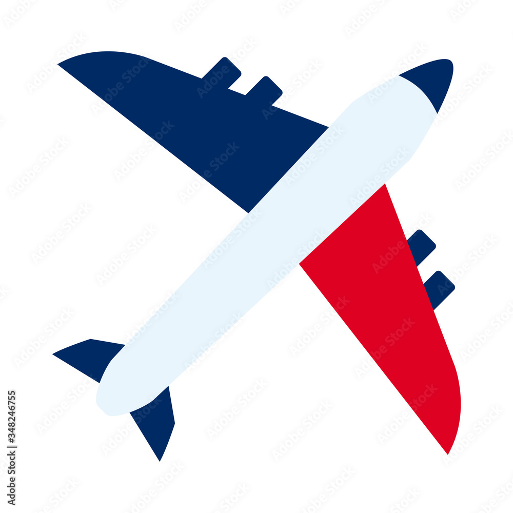 bastille day concept, airplane with france flag design, flat style bastille day concept, airplane with france flag design, flat style