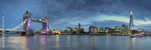 London skyline on the thames in blue hour