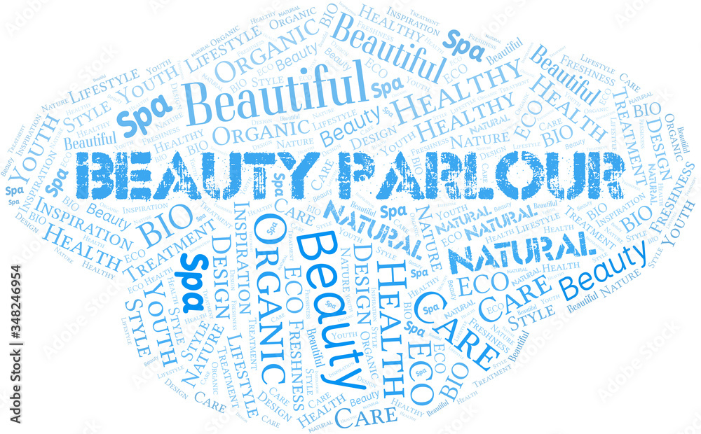 Fototapeta premium Beauty Parlour word cloud collage made with text only.