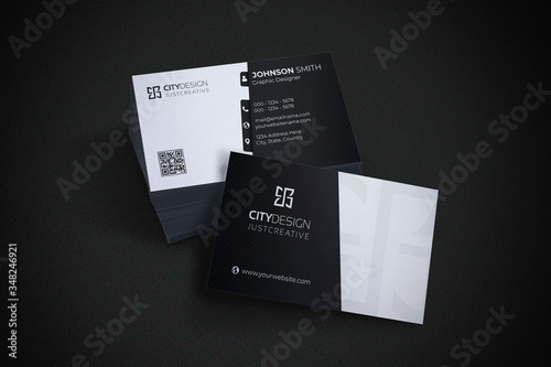 Simple Business Card Template Design With Black And White Background Color