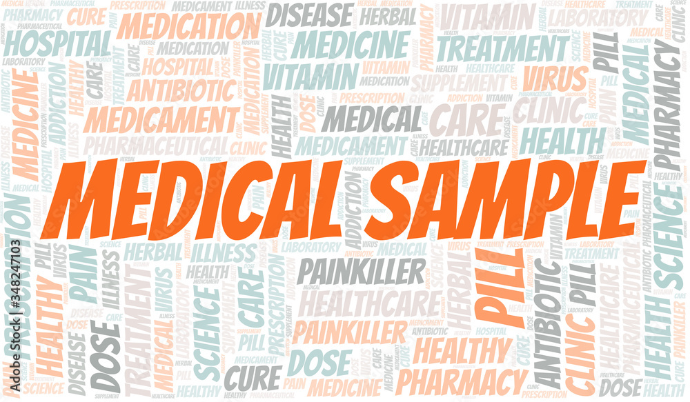 Medical Sample word cloud collage made with text only.