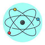Symbol of Chemical Reaction. Laboratory Chemistry Science. Filled Icon Vector Design