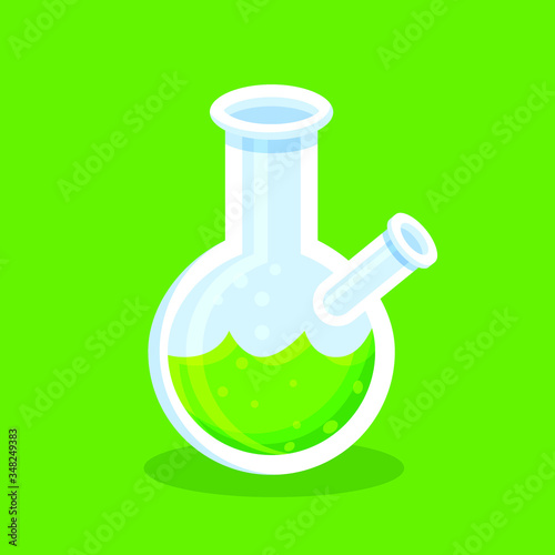 Flask Tube Chemical Test. Laboratory Equipment Logo and Icon Vector Illustration
