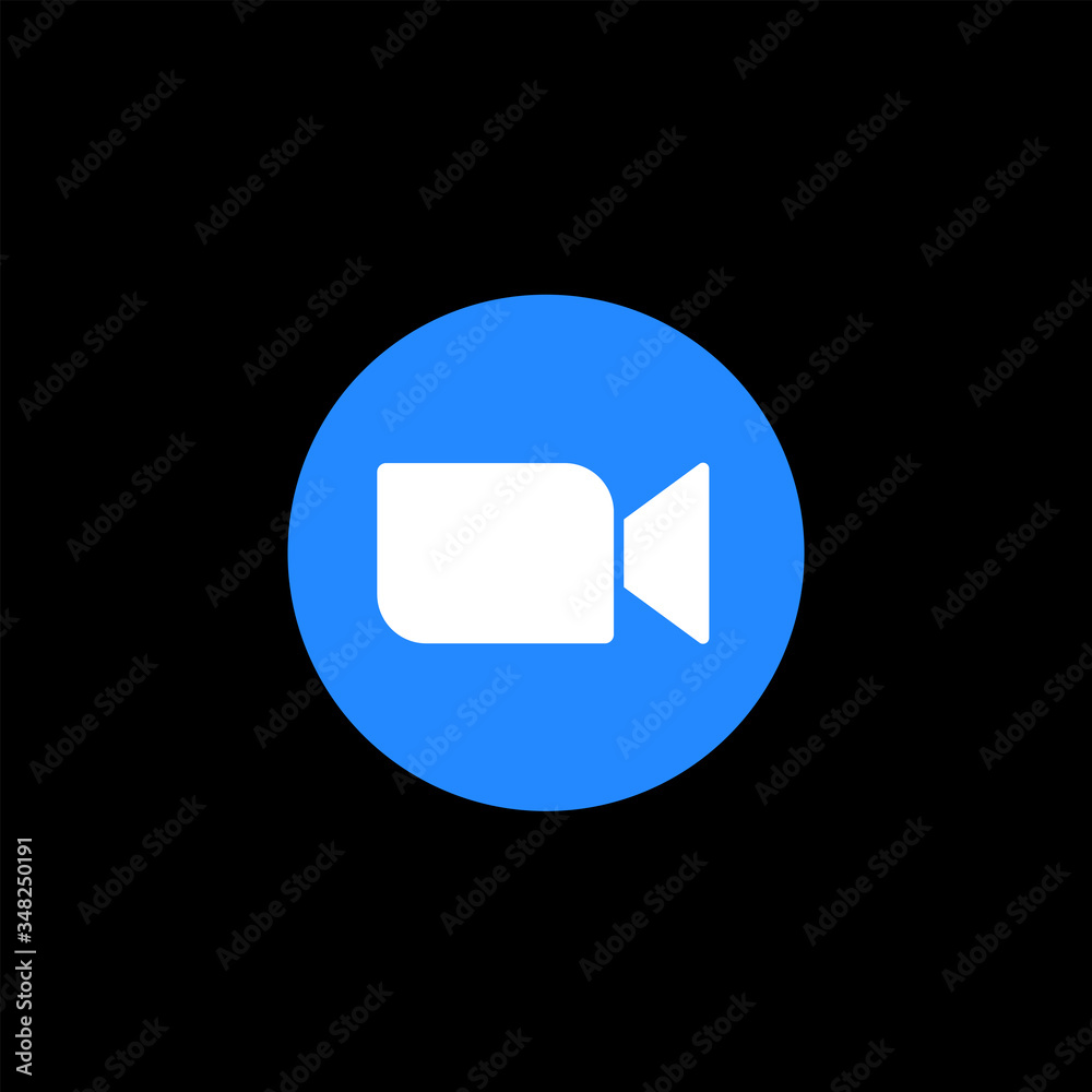 Zoom app logo isolated on black background. Video communication symbol ...