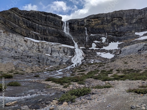 frozen waterfall in jasper park, canada photo