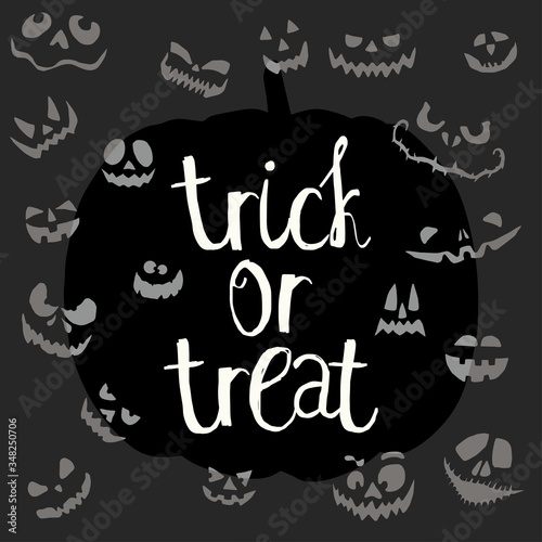 Halloween Trick or treat card template black and white
