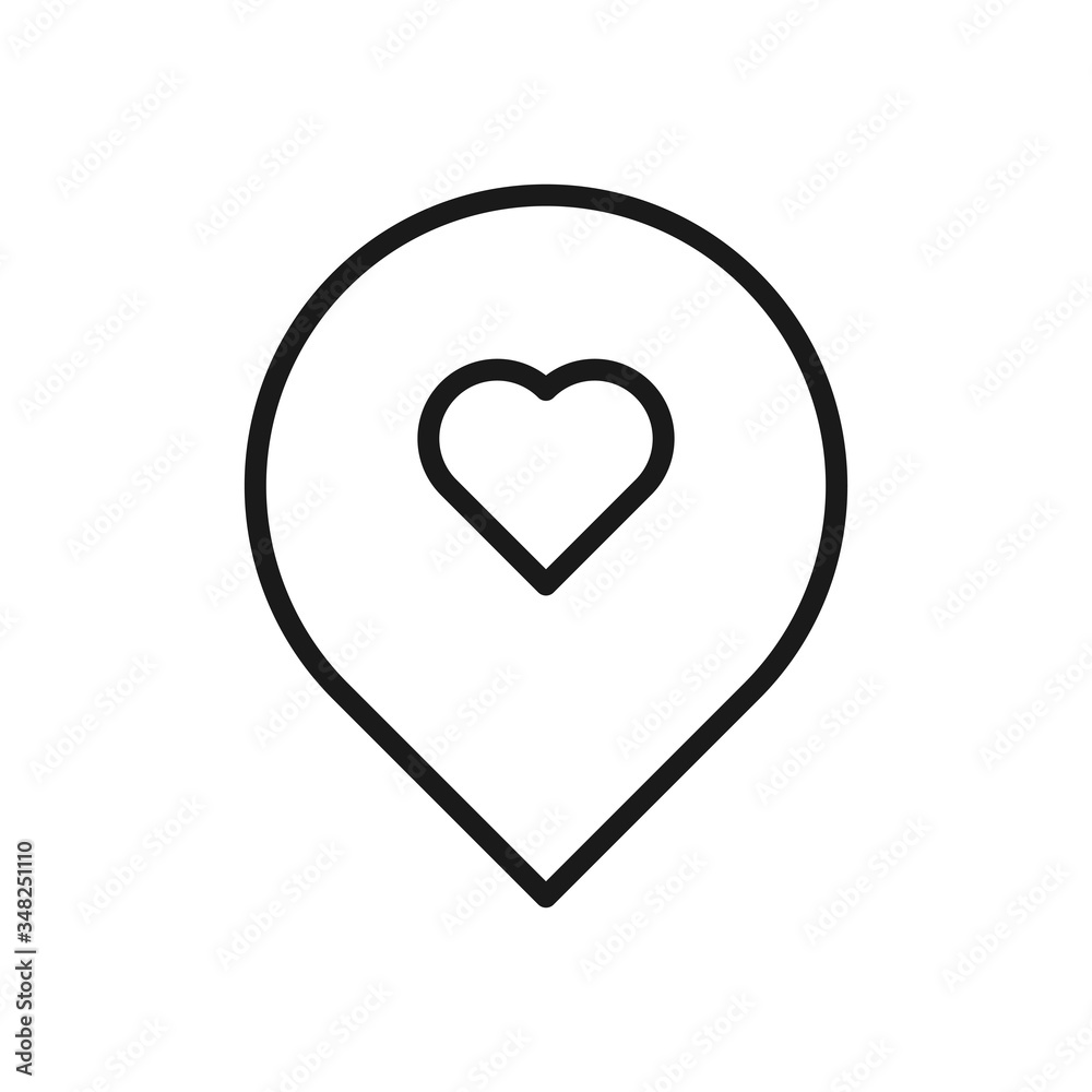 Heart in location icon. Vector Illustration