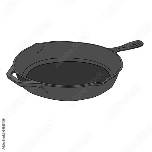 Vector of Iron Cast Pan. Flat color. EPS10