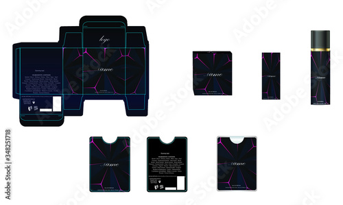 Packaging design, luxury perfume box, pocket perfume and deo design template and mock up box. Illustration vector.